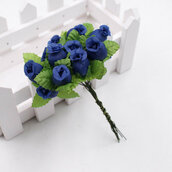 M* Rametto mazzolino fiore artificiale di 12 Boccioli di Rose colore BLU fai da te, decorazioni, bomboniere, matrimonio, compleanno, comunione., ecc