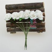 M* Rametto mazzolino fiore artificiale di Rose colore BIANCO fai da te, decorazioni, bomboniere, matrimonio, compleanno, comunione., ecc