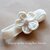 Fascetta Battesimo bimba in lana merino con fiore in velluto bianco panna  