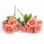 M* Ramo Bouquet UNICO di 6 fiori ROSA artificiali in colore ROSA SALMONE fai da te, decorazioni, bomboniere, matrimonio, compleanno, comunione., ecc