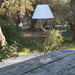Lampada da tavolo in legno d'ulivo,lampada in legno con paralume 