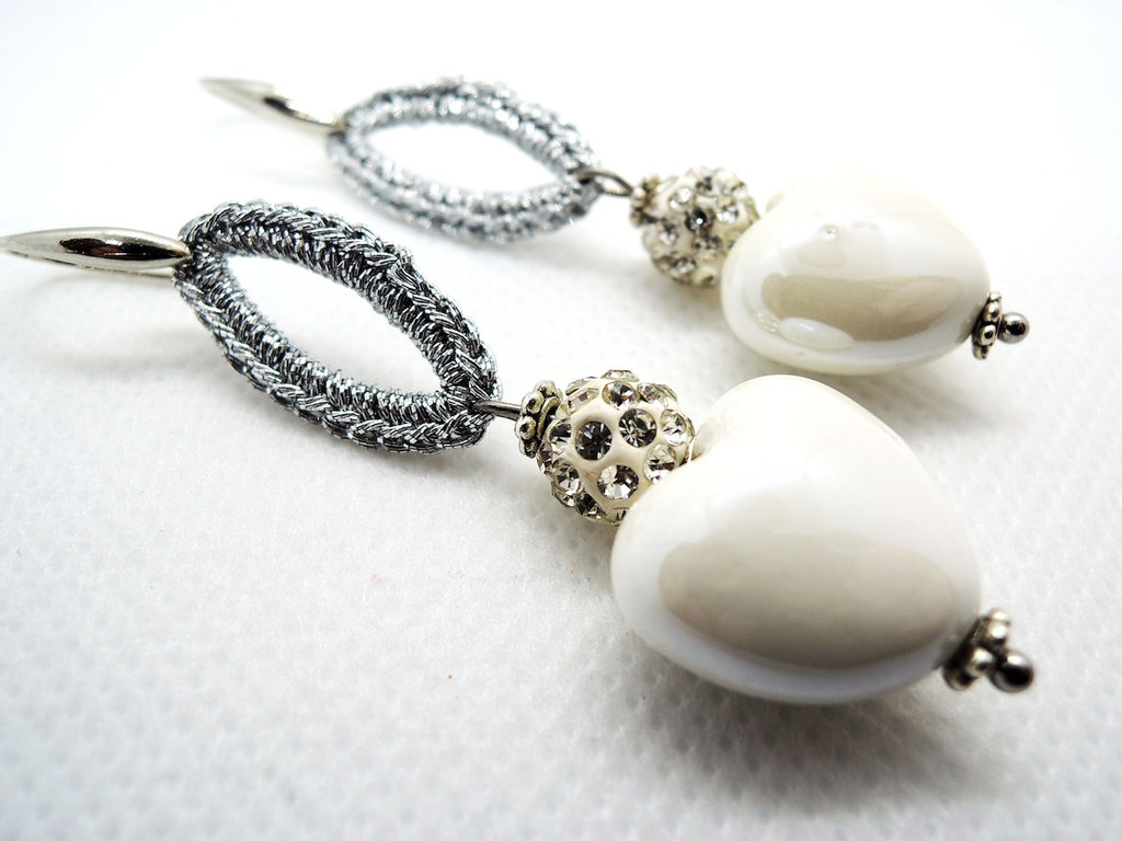 Bello London Orecchini A Clip Con Cristalli – Placcato Argento, 2x3,2 Cm, Per Orecchie Non Forate