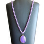 Collana donna in agata viola con pendente.