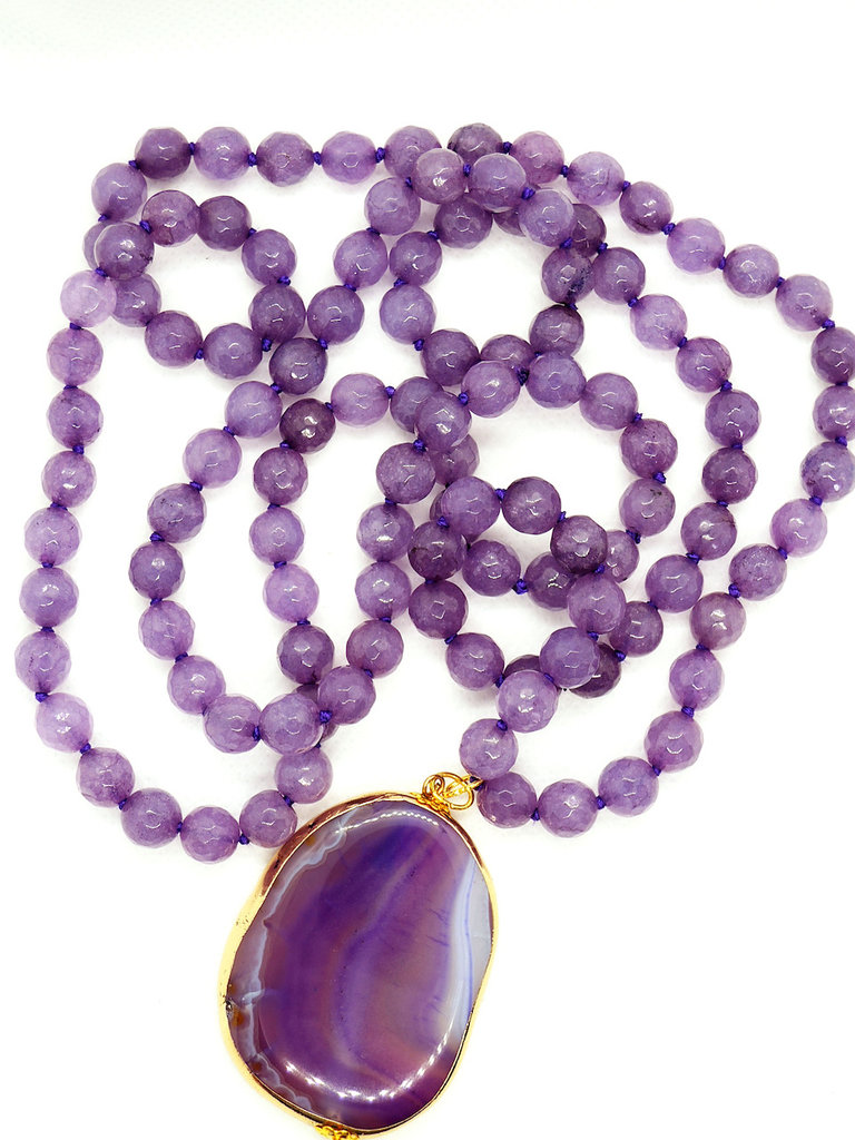Collana Lunga In Agata Naturale Fatta A Mano – Perle Da 12-26 Mm, Lunghezza 50 Cm, Chiusura A Moschettone, Regalo Donna