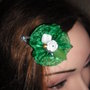 spilla per capelli  fiore verde