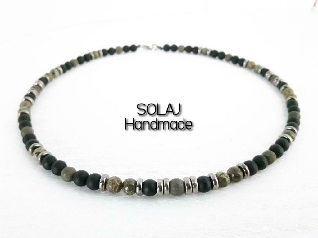 Collana Uomo In Onice Con Ciondolo Vajra - Pietra Naturale, Acciaio Inox - Foto 10