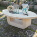 Tavolo in legno, coffee table, tavolo in legno d'abete con inserto in ferro, tavolo basso 