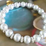 Braccialetto Di Perle Tonde Elasticizzate Unisex Con Gemme Di - Foto 8