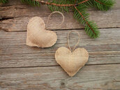  Set of 2 jute hearts handmade with passion