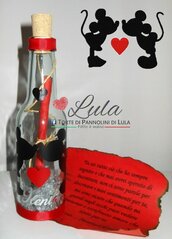 Idea regalo San Valentino ragazza Messaggio bottiglia personalizzata donna topolino minnie innamorati