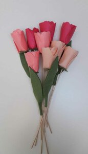 Mazzo di tulipani rosa in feltro pannolenci per diffusore