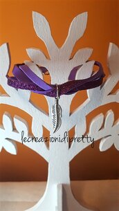 Bracciale in gomma eva treccia con ciondolo piuma