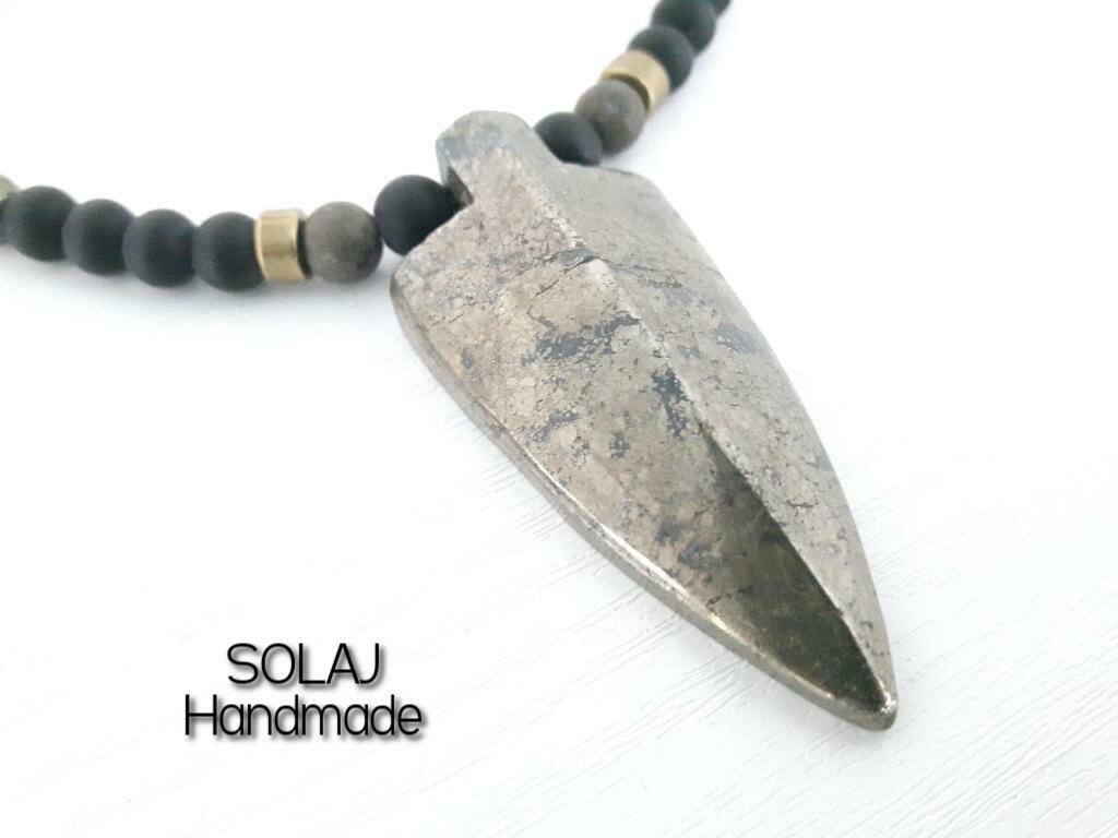 Ciondolo Con Punta Di Freccia In Ossidiana Nera: Collana Con - Foto 12