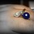 anello semplice con agata blu e perla a goccia