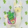 Lama in lana con cactus,  alpaca in lana con cactus 