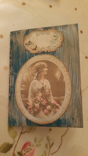 Mini diario artistico (10,5×14,5) Romantico vintage Dame Junk journal Note Book Fatto ...