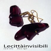 orecchini rossi in vetro veneziano e ottone dorato pezzo unico fatto a mano prezzo speciale per san valentino