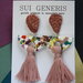 orecchini multicolore _Carnival_ in fimo forme creative con frange rosa  _092_