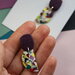 orecchini multicolore _Carnival_ in fimo viola pendente mezzaluna _093_