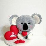 Peluche KOALA con Cuore Piccolo 20 cm Pupazzo San Valentino per Lui e Lei  Ti amo 