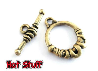 1 set - Chiusura toggle T raffinato - Bronzo (26x20mm) 1 set - Chiusura toggle T raffinato - Bronzo (26x20mm)
