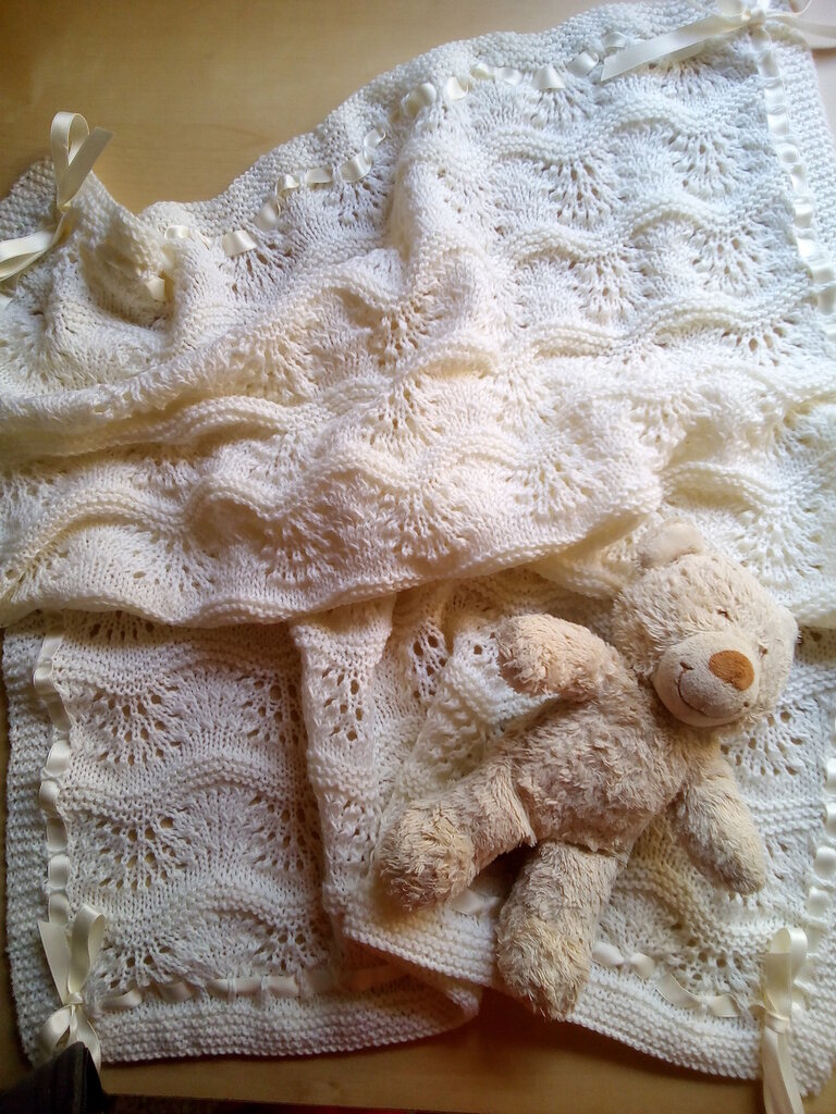 Copertina ai ferri neonato in Lana Baby Merino - Regalo Nascita - Coperta  Fatta a Mano - copertina elegante per battesimo corredino neonato