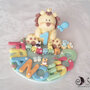 Cake topper leone auguri primo compleanno con base nome multicolor animaletti giungla personalizzabile