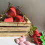 Scatola Strawberry box fragola, porta confetti, segnaposto in vari colori con fiocchetto di spago naturale