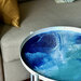 Tavolino Decorato con Resina Effetto Marmo Blu, Turchese, Bianco - 44 cm
