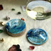 Sottobicchierie Con Effetto Marmo Resina Blu, Turchese, Bianco & Oro 10 cm Diametro 4 pezzi