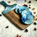 Tagliere Con Effetto Marmo Resina Blu, Turchese, Bianco & Oro 42 cm