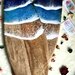 Tagliere decorato con resina a tema oceano - 52 cm