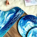 Tagliere Con Effetto Marmo Resina Blu, Turchese & Bianco 42 cm