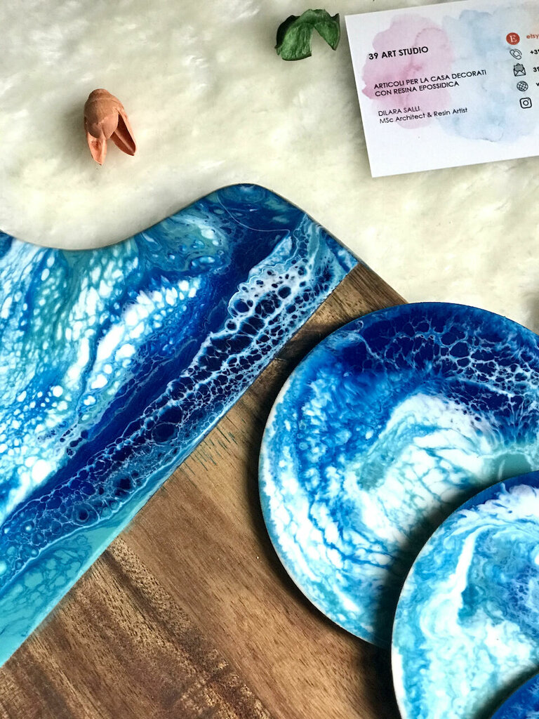 Orecchini Artigianali In Legno E Resina Turchese | Gioielli Donna Boho Chic Senza Nichel | Idea Regalo