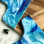 Tagliere Con Effetto Marmo Resina Blu, Turchese & Bianco  32 cm