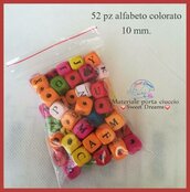 OFFERTA!! Lotto 52 pezzi alfabeto colorato 10 mm.