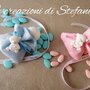 20 sacchettini porta confetti in pannolenci per nascita o battesimo con calamita a forma di orsetto in polvere di ceramica