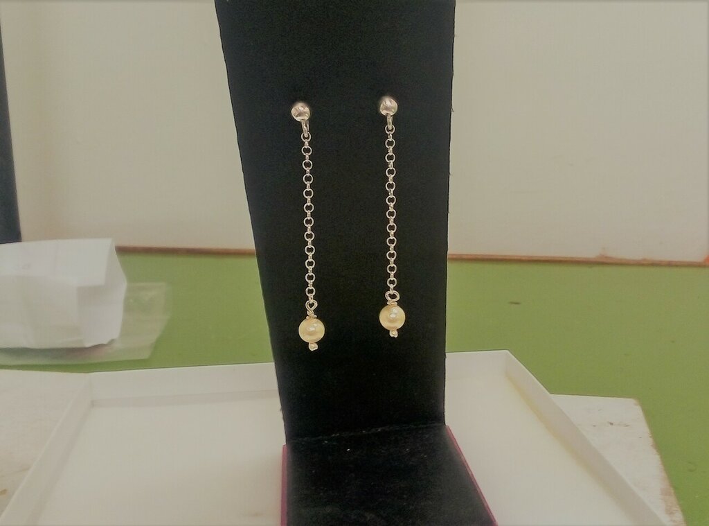 Orecchini in argento 925 con catena Swarovski crystal e perla ovale di