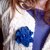Spilla per abiti Fiorefermaglio in cotone colore blu