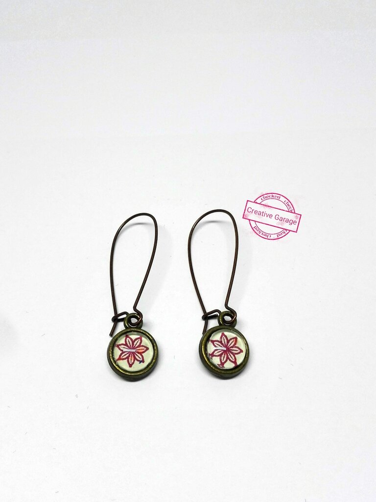 Orecchini Floreali Fatti A Mano Miniblings – Cabochon Rosso Con Ganci Placcati Argento – Gioielli Artigianali Da Berlino