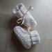 Scarpine ai ferri cotone neonato regalo nascita battesimo avorio panna