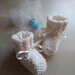 Scarpine ai ferri cotone neonato regalo nascita battesimo avorio panna