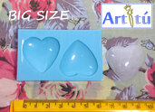 Stampo in silicone lucido per gioielli, forma doppio cuore, misura BIG