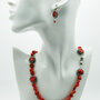 Parure collana e orecchini di corallo rosso bambù, gioielli argento 925, parure elegante, regalo per lei