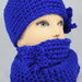 Cappello e scaldacollo donna  misto lana irrestringibile blu elettrico uncinetto 
