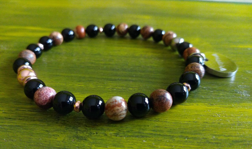 Bracciale Uomo In Pelle Con Pietre Naturali - Chiusura Magnetica, Turchese Africano, Elegante E Sportivo