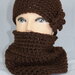 Cappello e scaldacollo donna misto lana irrestringibile marrone  uncinetto