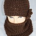 Cappello e scaldacollo donna misto lana irrestringibile marrone  uncinetto