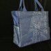 Borsa a spalla elegante blu con disegno argento Super-Comoda! fatta di tessuto Obi /Kimono Seta100% Misura PC