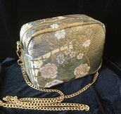 Borsa a tracolla  Elegante fatta con tessuto Obi /Kimono Seta100% filo d’Oro 